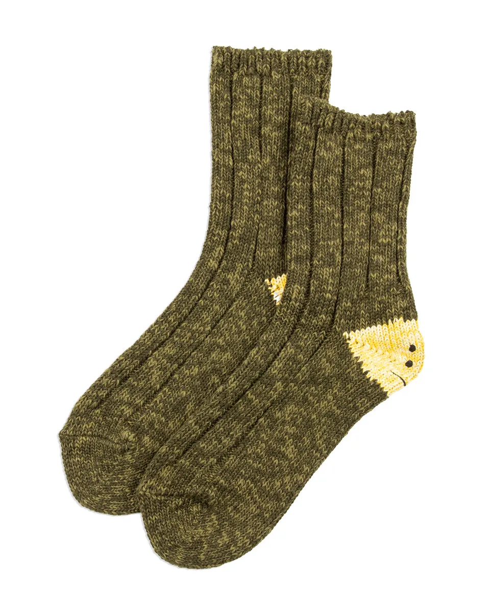 56 Yarns MA-1 RAINBOWY HAPPY HEEL Socks - Khaki