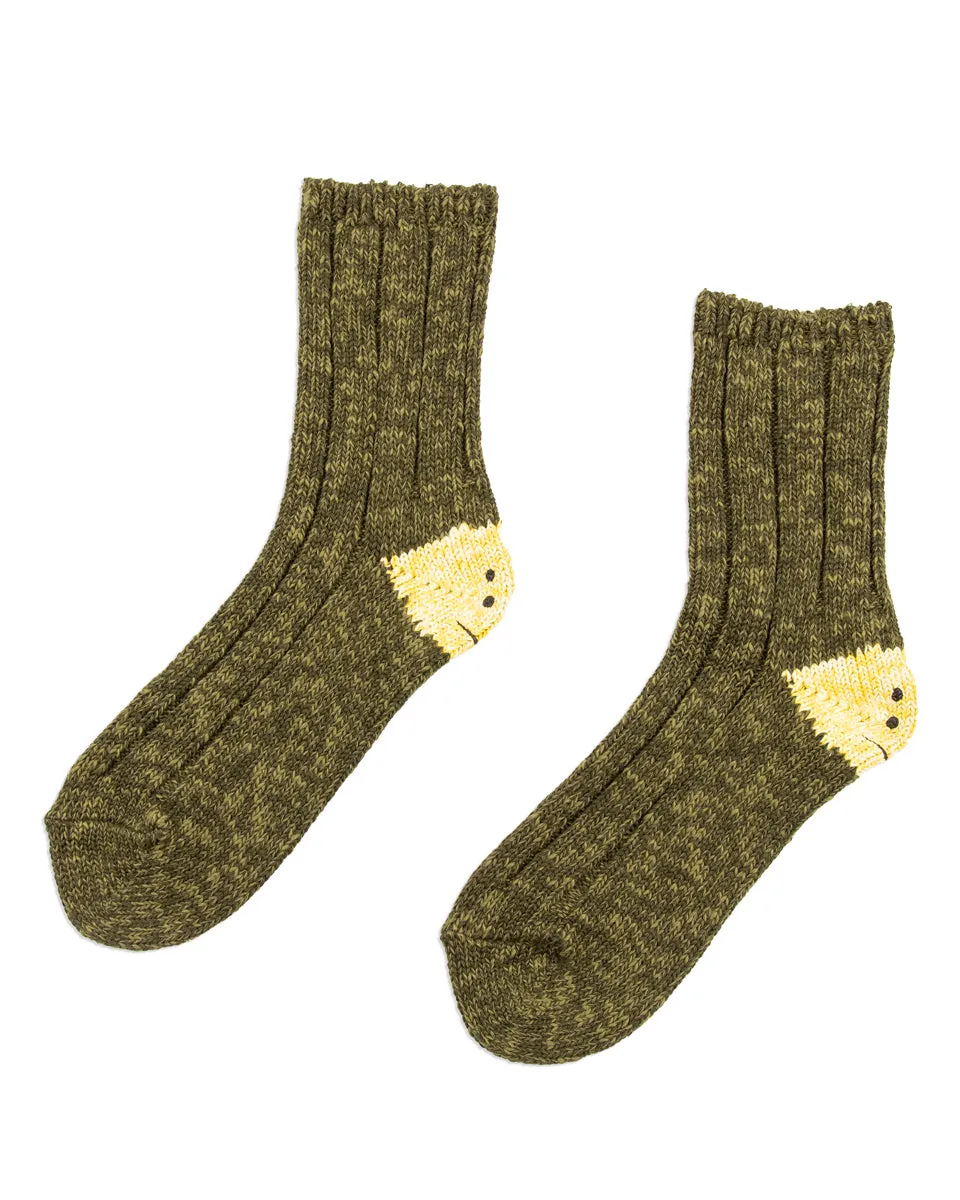 56 Yarns MA-1 RAINBOWY HAPPY HEEL Socks - Khaki