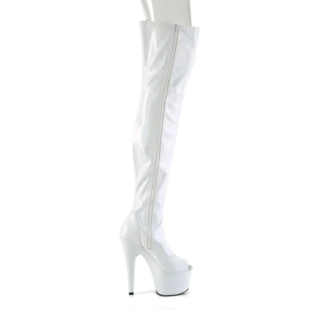 ADORE-3011HWR Patent White Thigh High Platform Boots