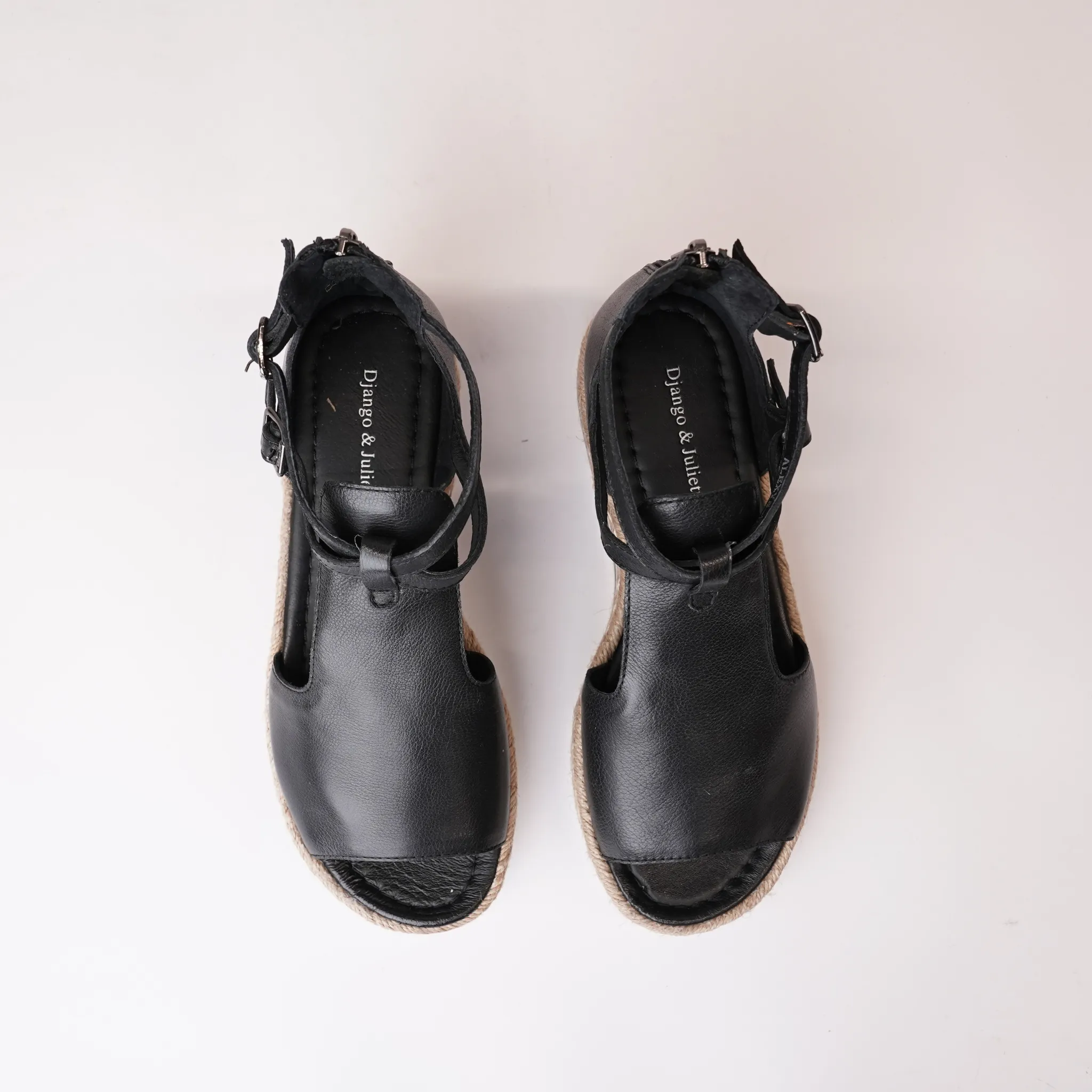 Alexys Black Leather Platform Sandals