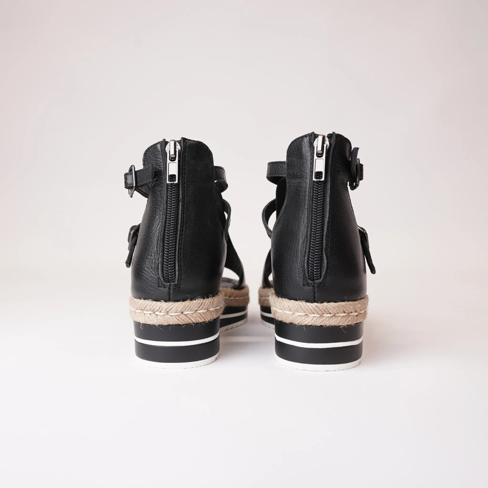 Alexys Black Leather Platform Sandals