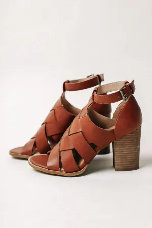 Alma Woven Heels in Cognac