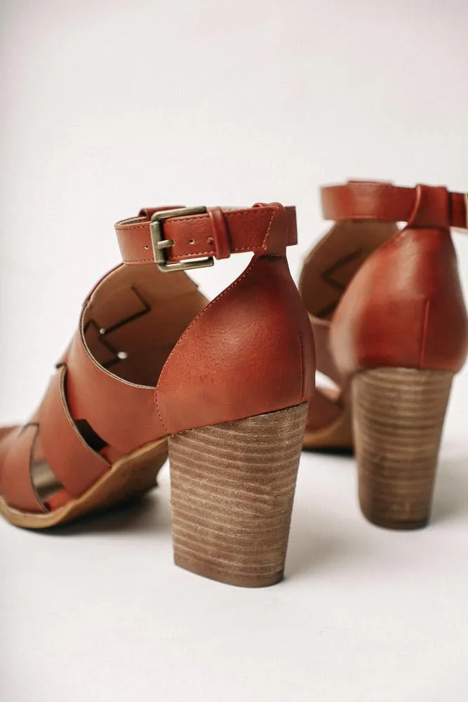 Alma Woven Heels in Cognac