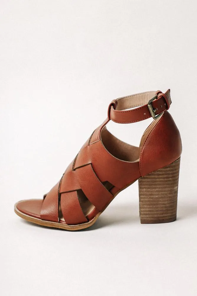 Alma Woven Heels in Cognac