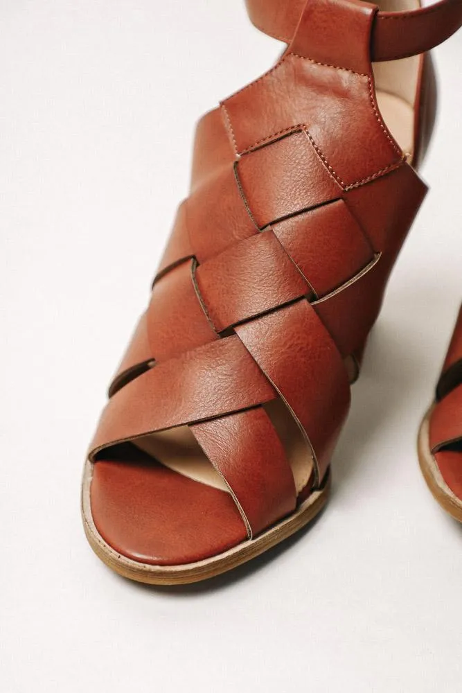 Alma Woven Heels in Cognac