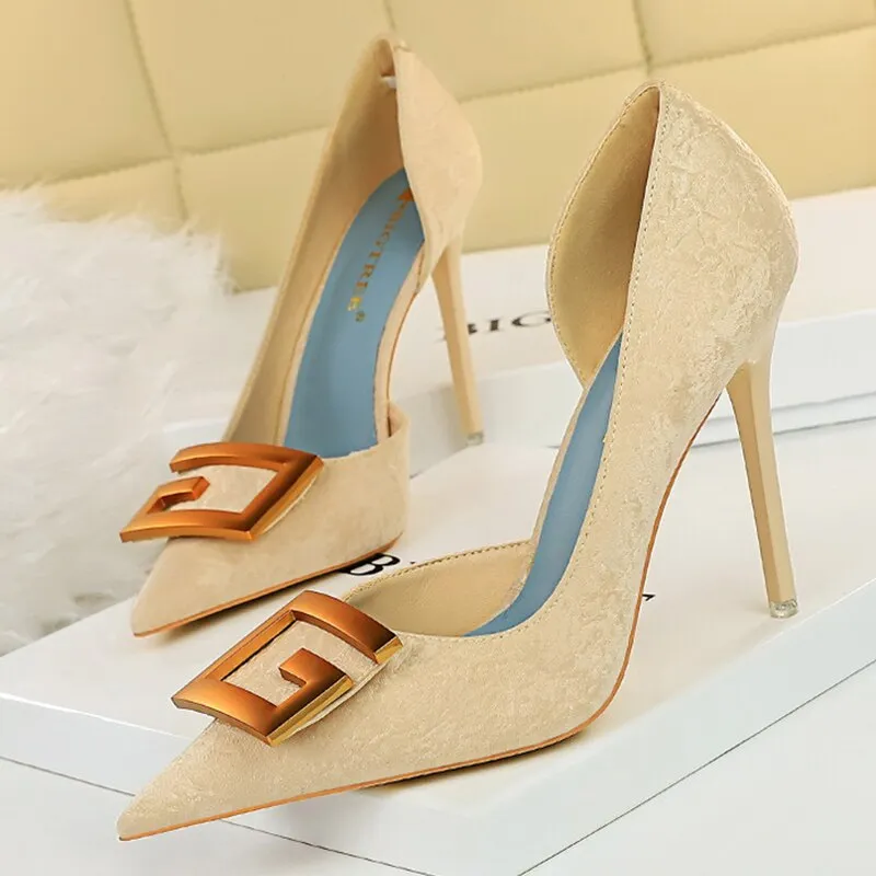 Amozae-     2024 Women 10.5cm High Heels Green Pumps Lady   Luxury Designer Bride Heels Prom Fetish Buckle Scarpins Plus Size 43 Shoes
