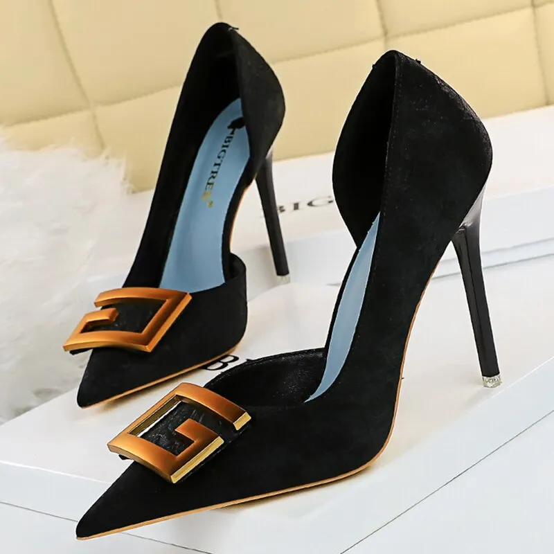 Amozae-     2024 Women 10.5cm High Heels Green Pumps Lady   Luxury Designer Bride Heels Prom Fetish Buckle Scarpins Plus Size 43 Shoes