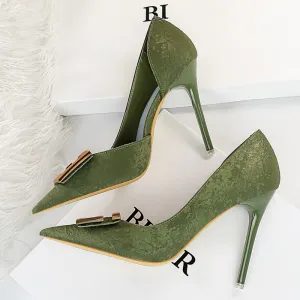 Amozae-     2024 Women 10.5cm High Heels Green Pumps Lady   Luxury Designer Bride Heels Prom Fetish Buckle Scarpins Plus Size 43 Shoes