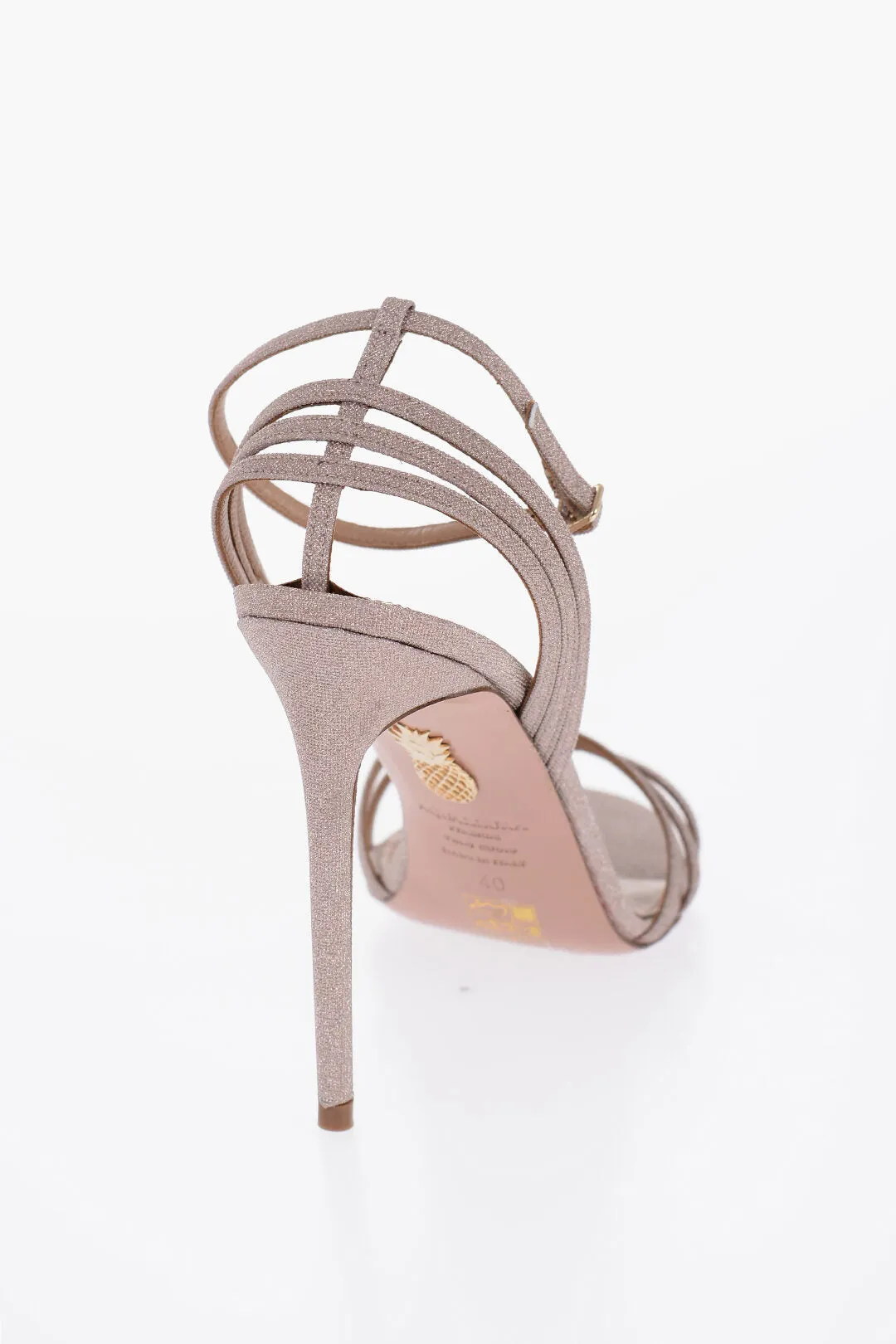 Aquazzura Glitter RUIA Ankle Strap Sandals with Heel 10,5cm