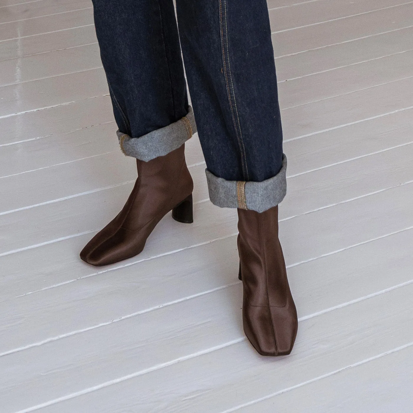 Arlo bootie satin - BROWN SATIN