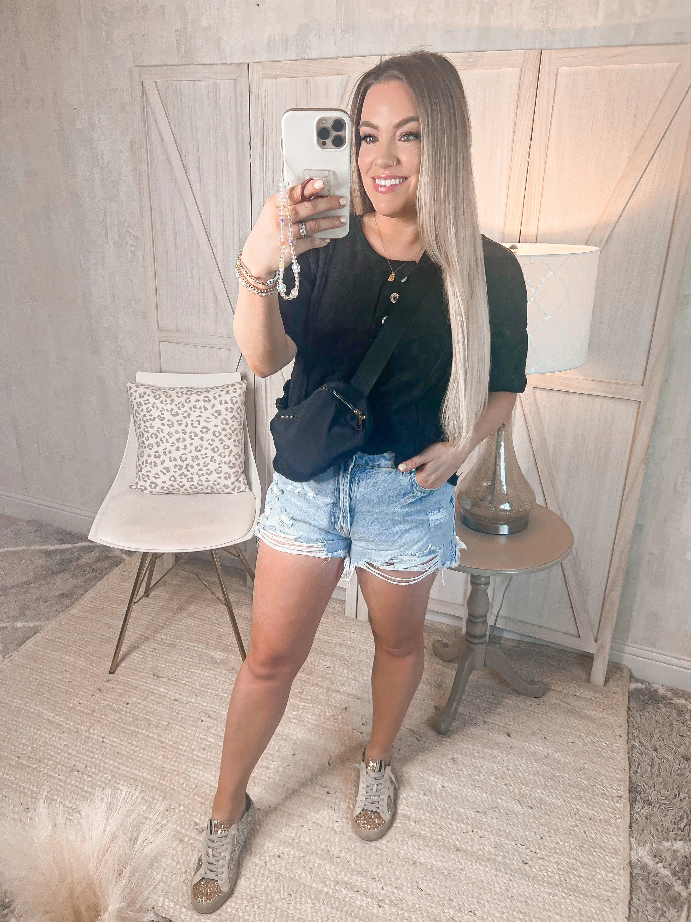 At The Fair Animal Textured Top in Black