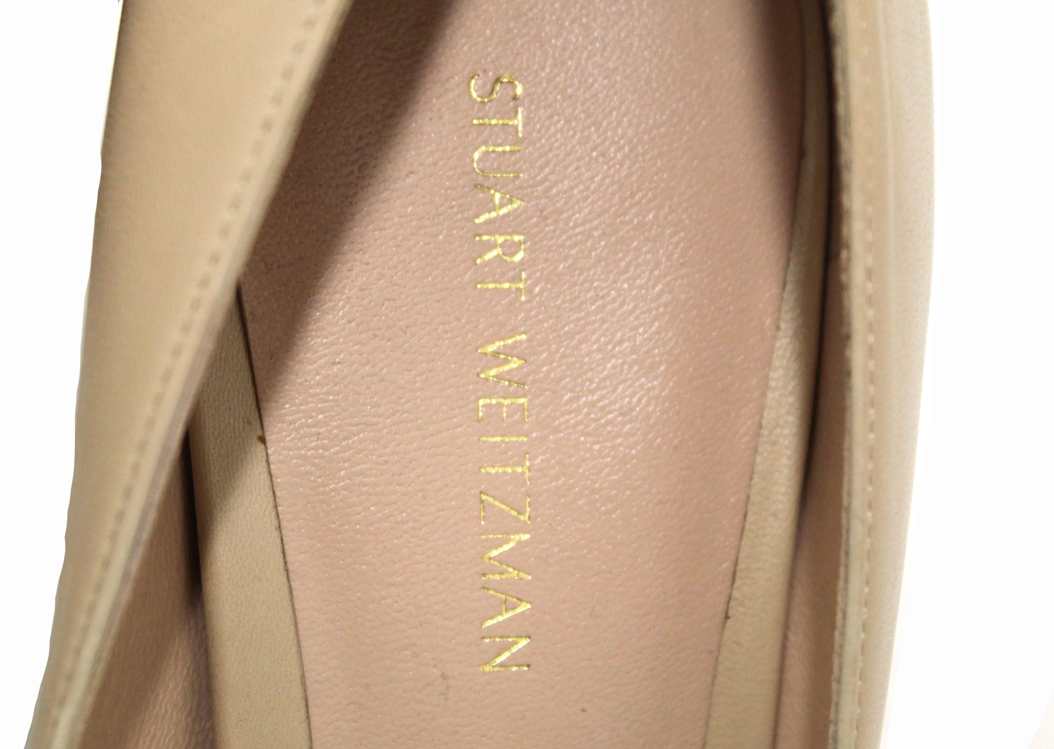 Authentic Stuart Weitzman Nude Smooth Leather Anny 105MM Pump Shoes Size 8.5 Shoes