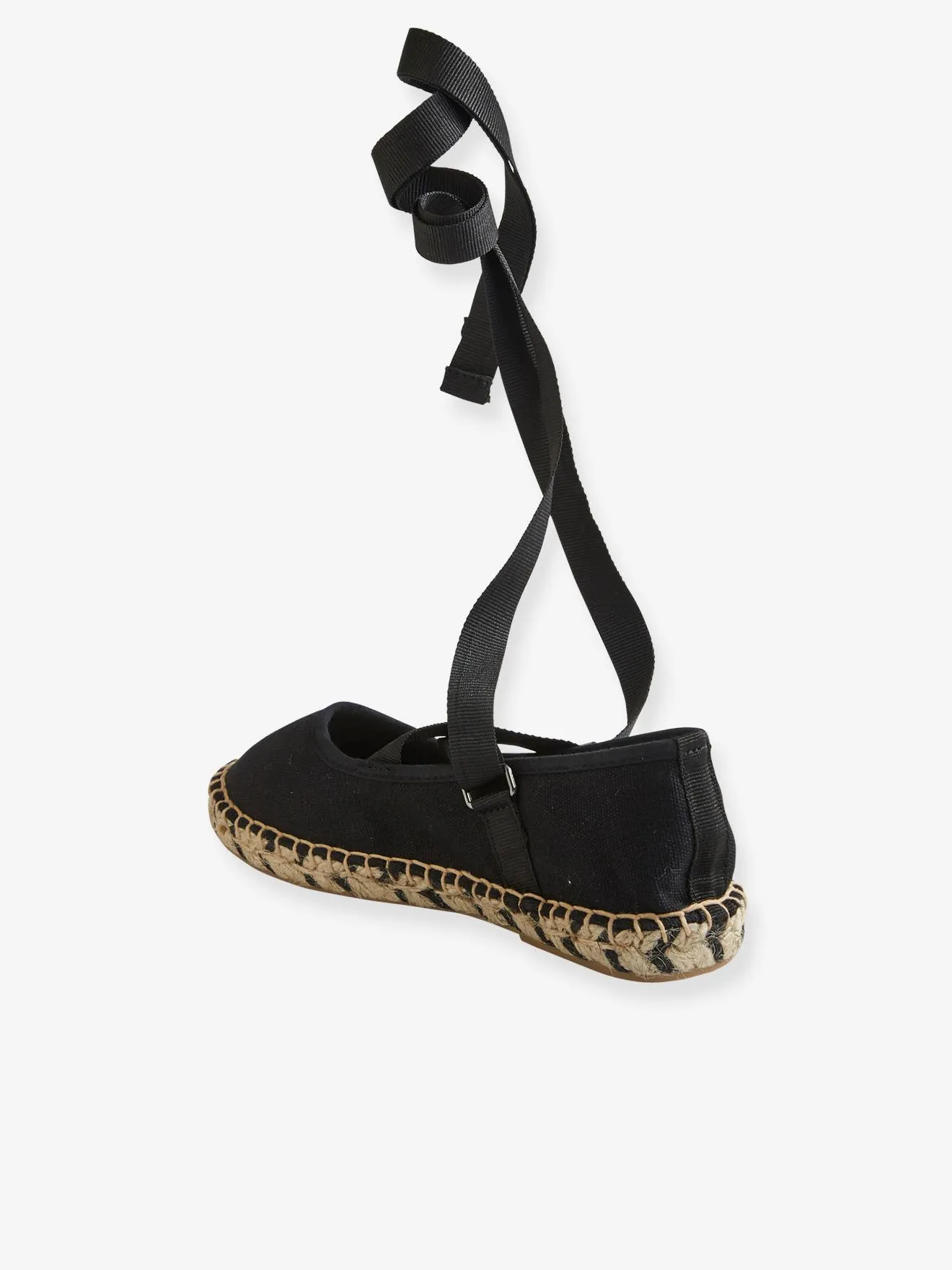 Ballerines espadrilles fille en toile noir - Vertbaudet