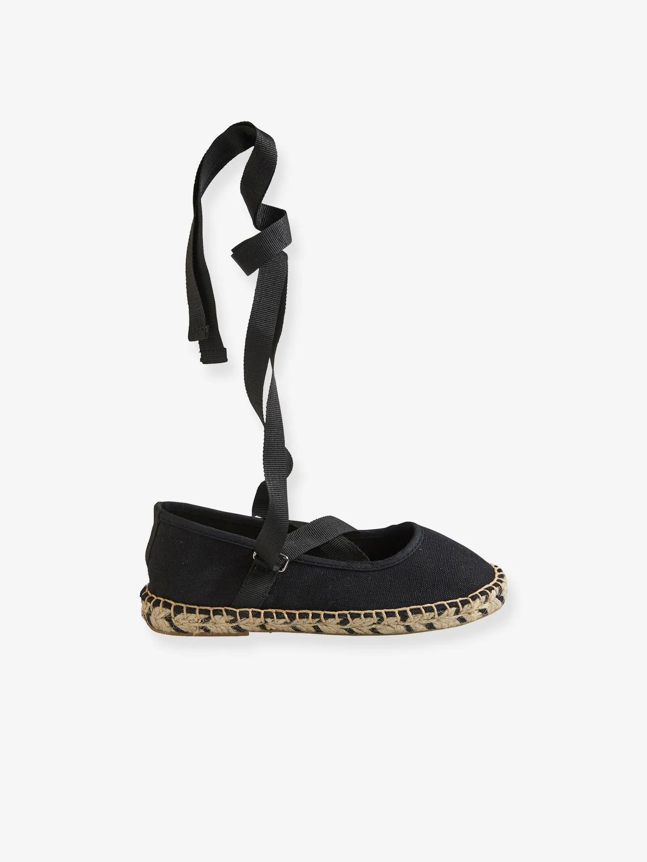 Ballerines espadrilles fille en toile noir - Vertbaudet