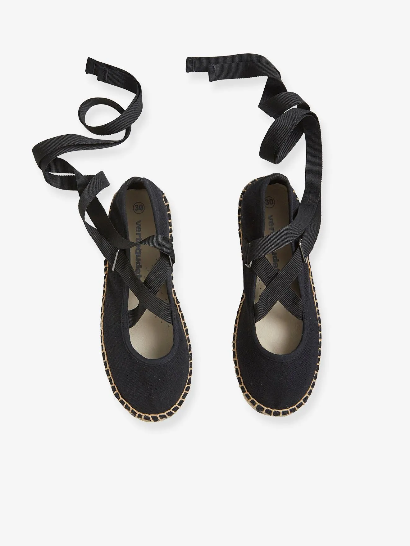 Ballerines espadrilles fille en toile noir - Vertbaudet