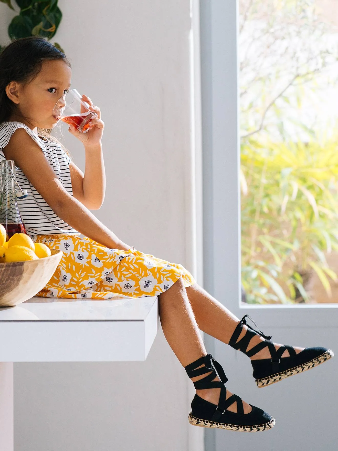 Ballerines espadrilles fille en toile noir - Vertbaudet