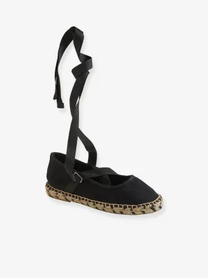 Ballerines espadrilles fille en toile noir - Vertbaudet