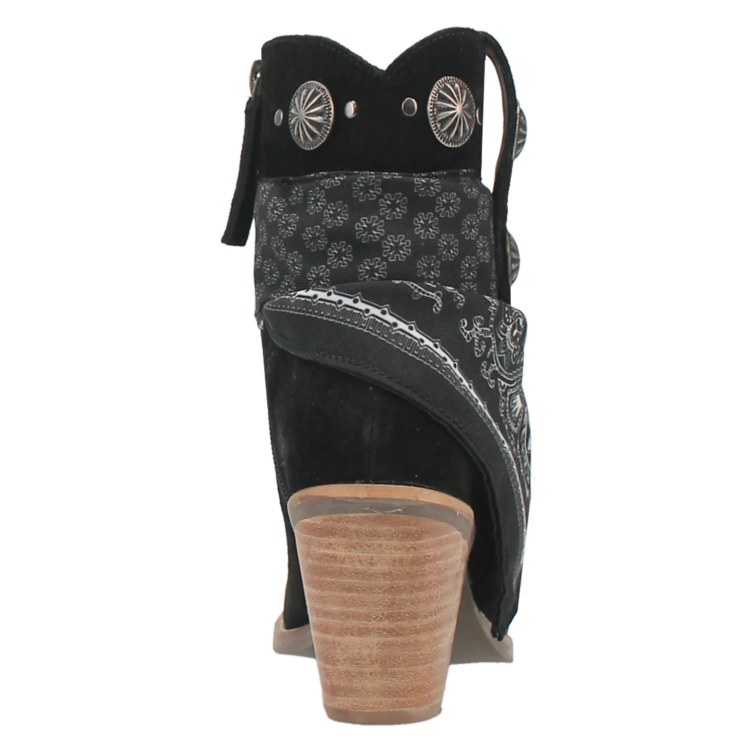 Bandida Black Suede Silver Concho Bandana Wrapped Booties (DS)