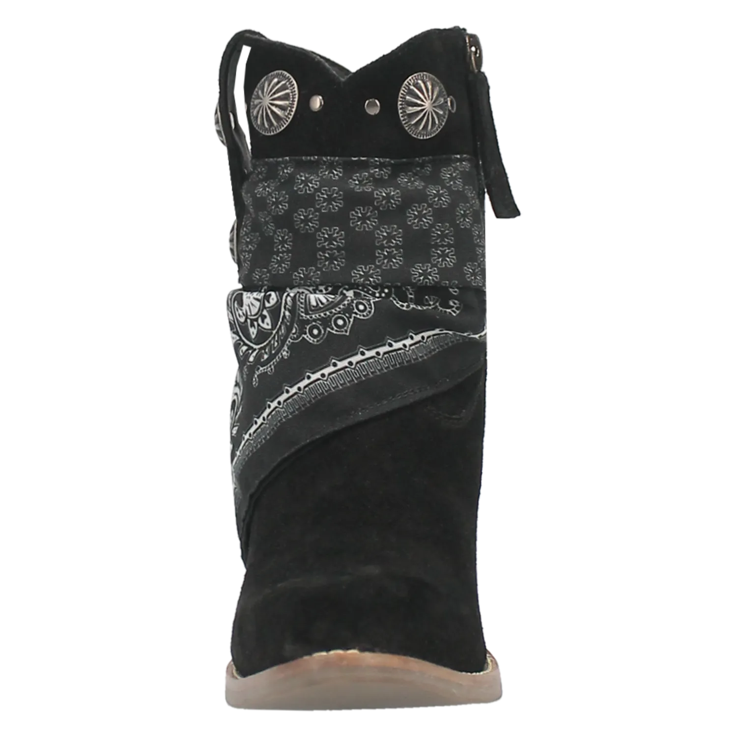 Bandida Black Suede Silver Concho Bandana Wrapped Booties (DS)
