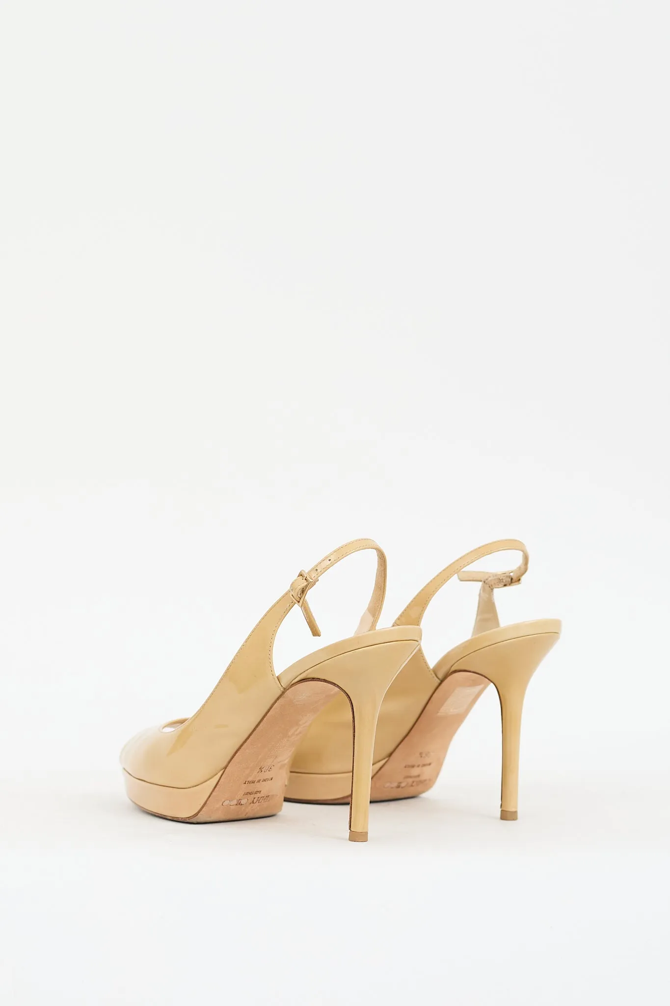 Beige Patent Nova 100 Slingback  Pump