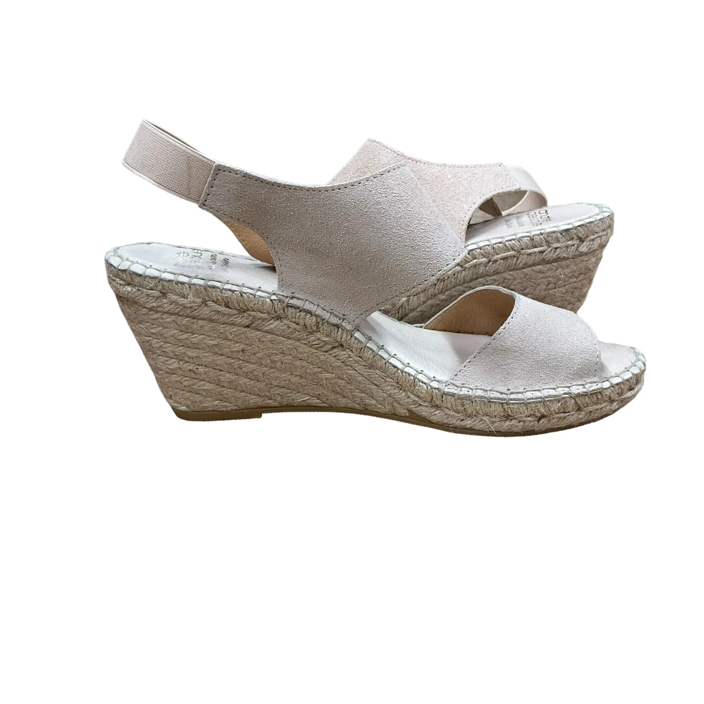 Beige Sandals Heels Wedge Cma, Size 9