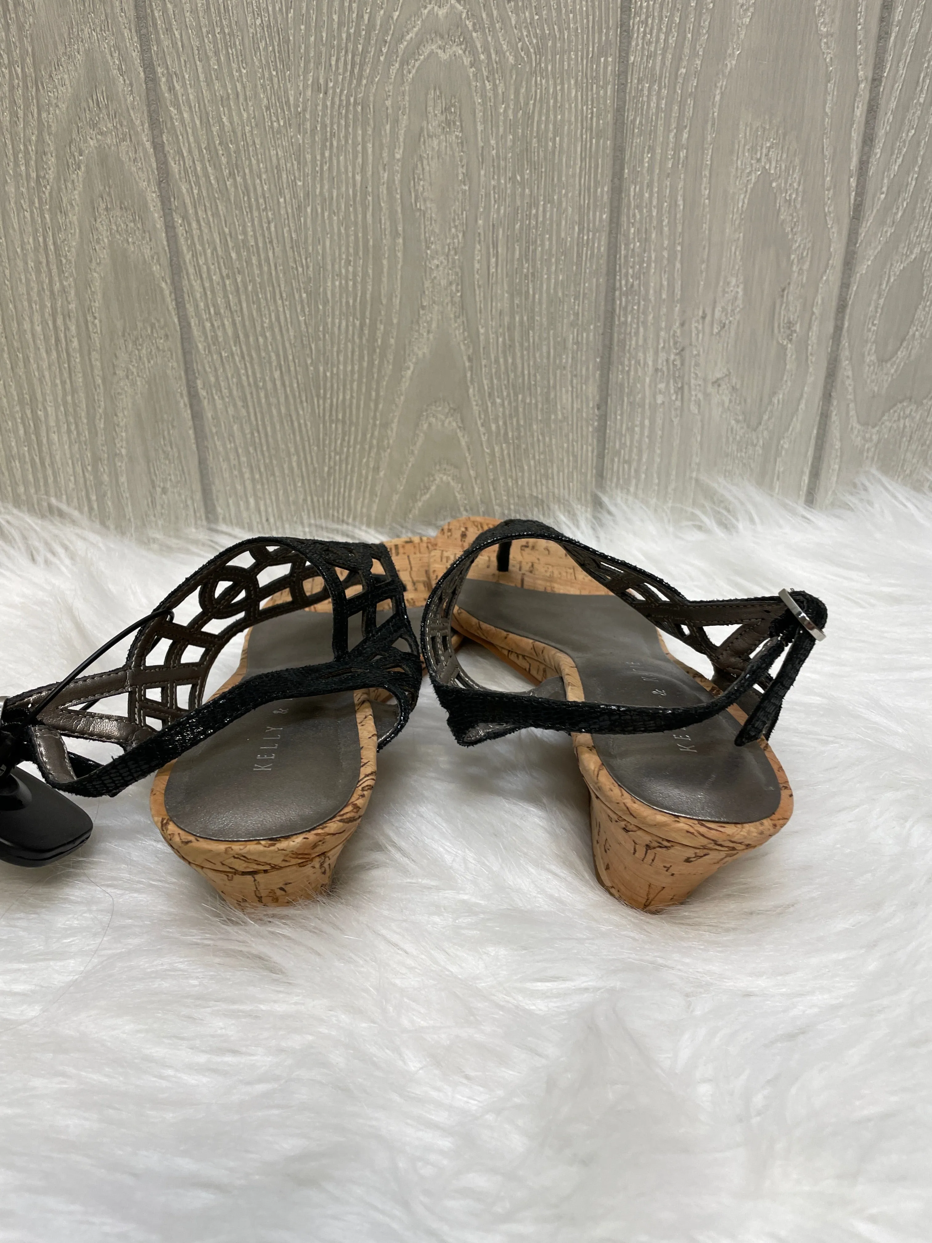 Black & Tan Sandals Heels Wedge Kelly And Katie, Size 7