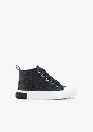 Black Glitter High Top Sneakers