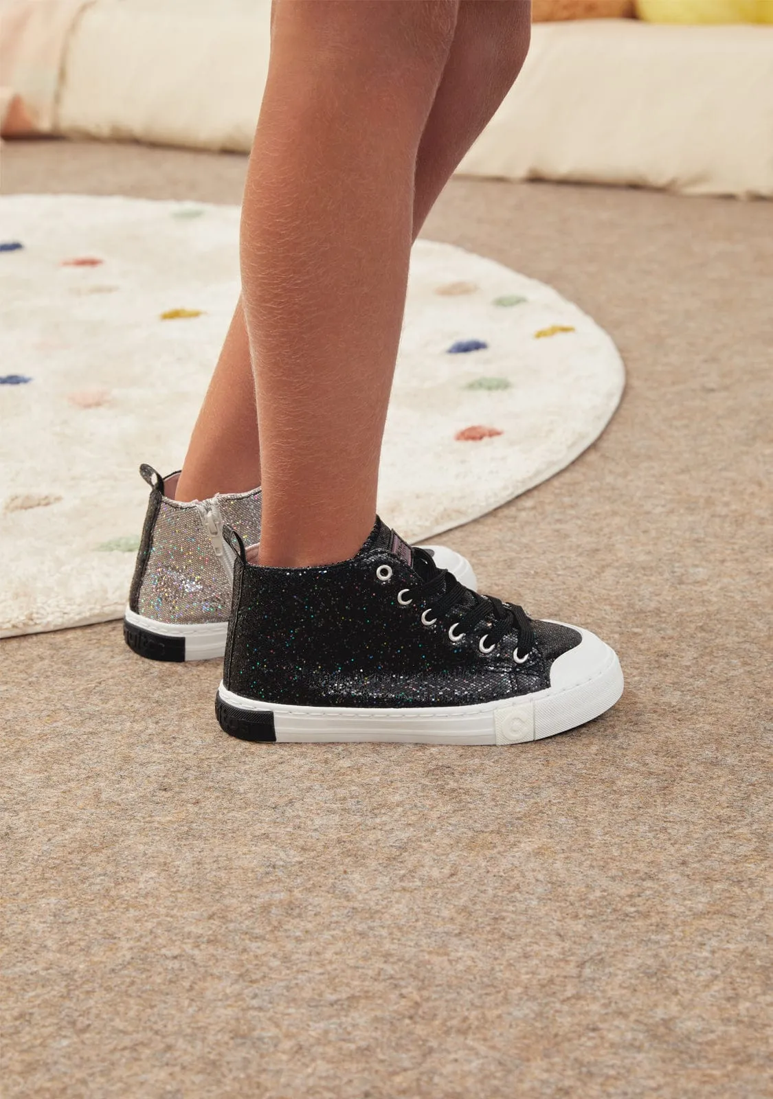 Black Glitter High Top Sneakers