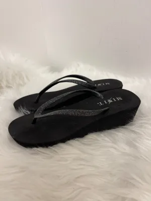 Black Sandals Heels Wedge Mix It, Size 8
