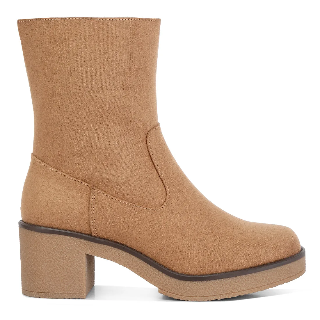 Block Heel Micro Suede Boots