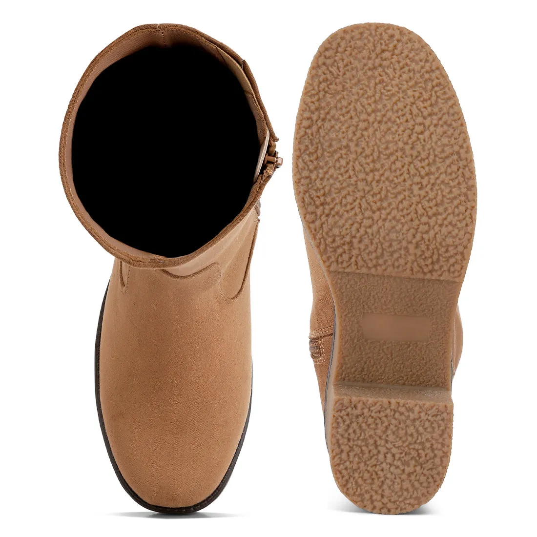 Block Heel Micro Suede Boots