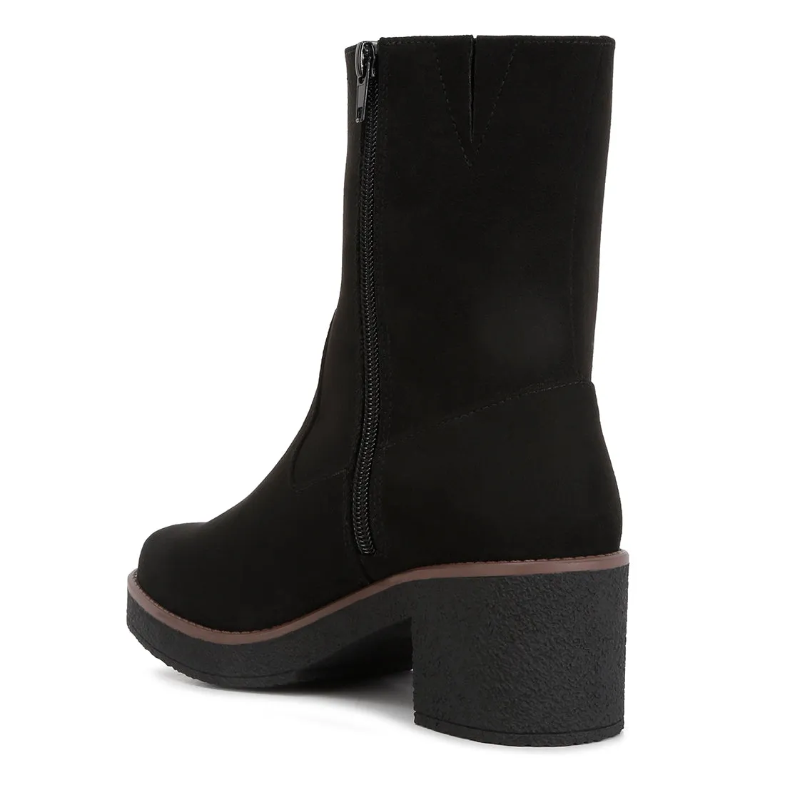 Block Heel Micro Suede Boots