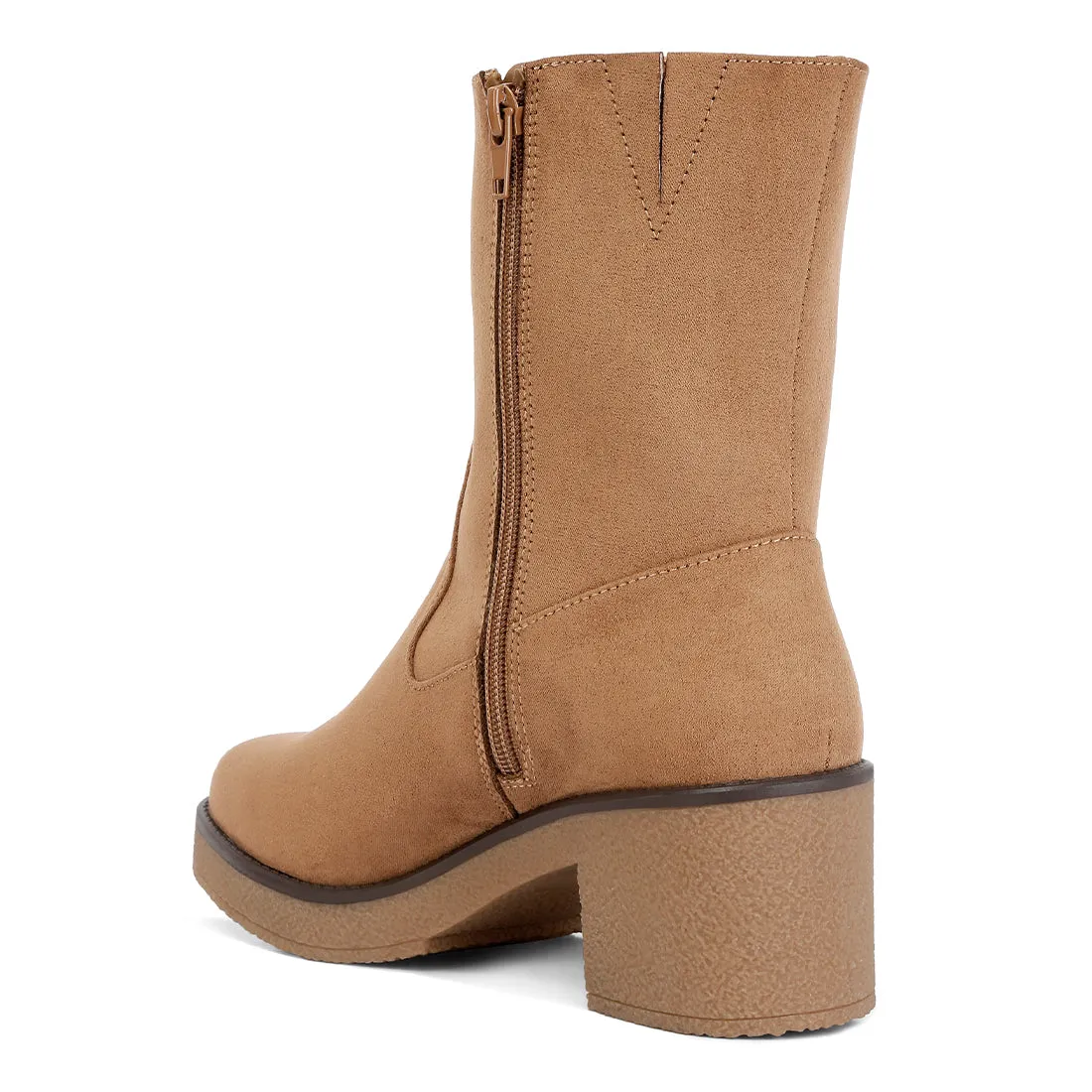 Block Heel Micro Suede Boots