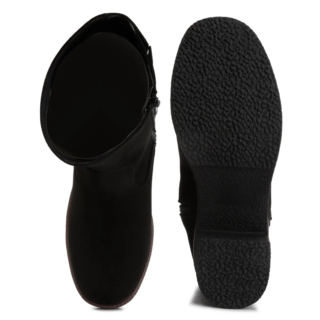 Block Heel Micro Suede Boots