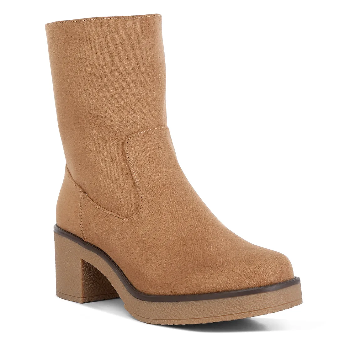 Block Heel Micro Suede Boots