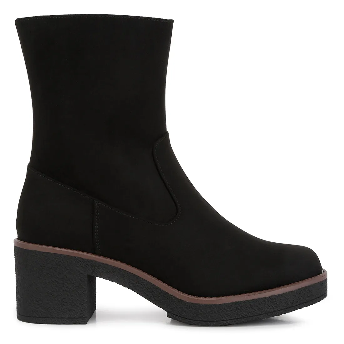 Block Heel Micro Suede Boots