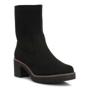 Block Heel Micro Suede Boots