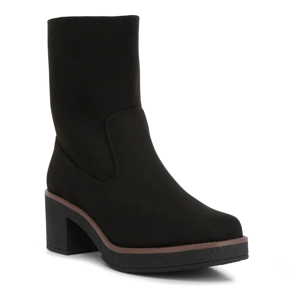 Block Heel Micro Suede Boots