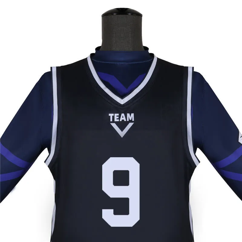 Blue Lock Jersey Anime Blue Lock Black Sportswear Soccer Jersey Costume Becostume