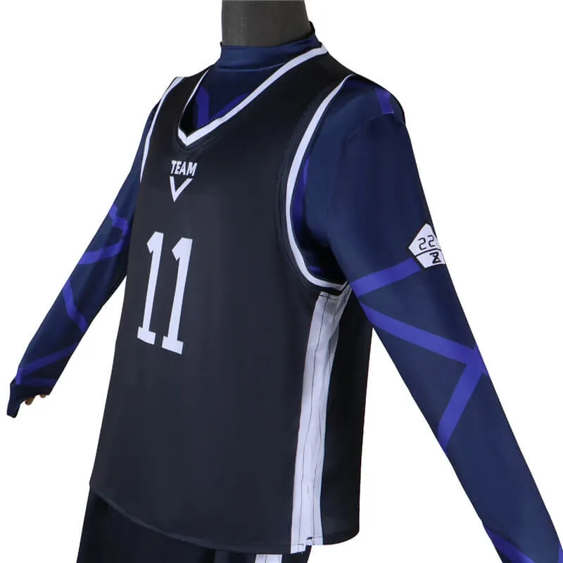 Blue Lock Jersey Anime Blue Lock Black Sportswear Soccer Jersey Costume Becostume