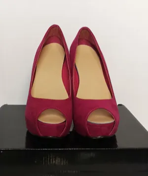 BNIB Shoe Box Boutique Pink Ladies Peep Toe Platform High Court Shoe Pink Size 5