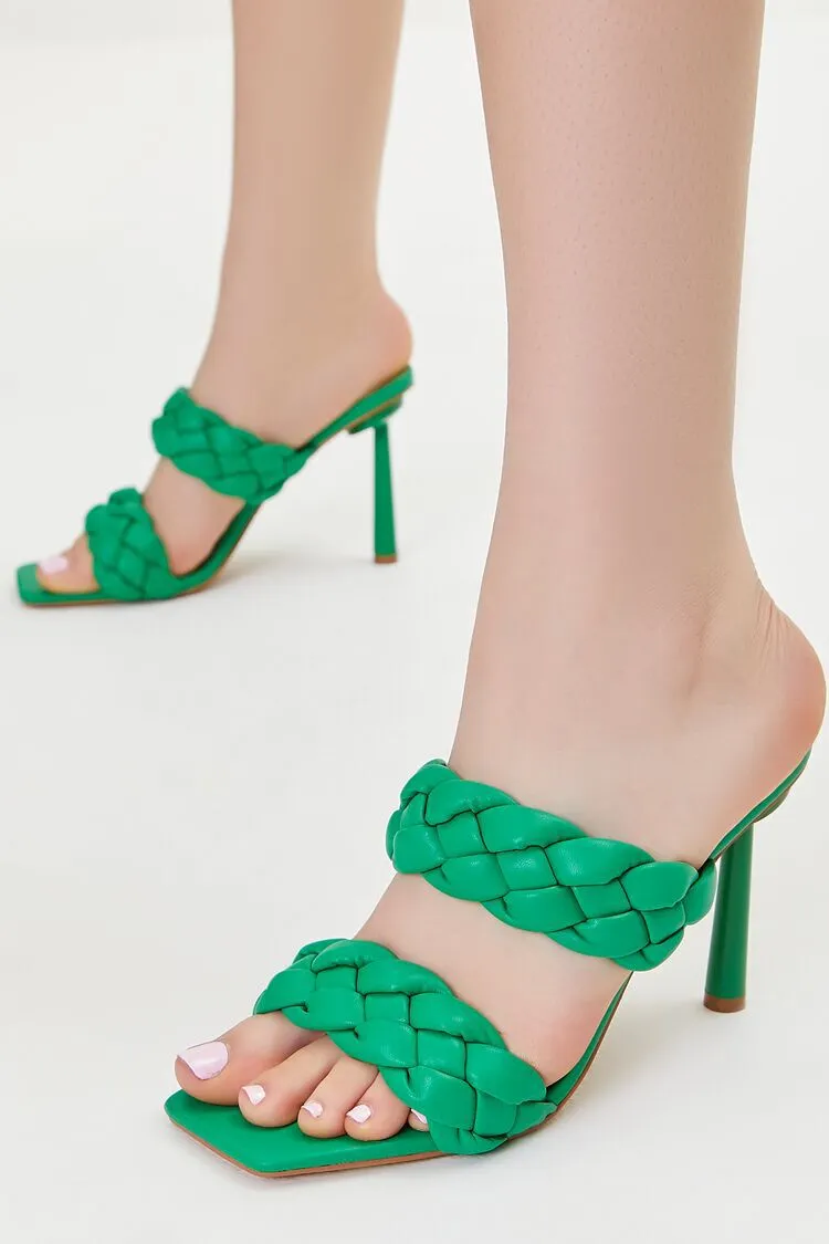 Braided Open-Toe Stiletto Heels