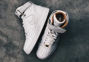 Bright White Snakeskin Leather High-Top Sneakers