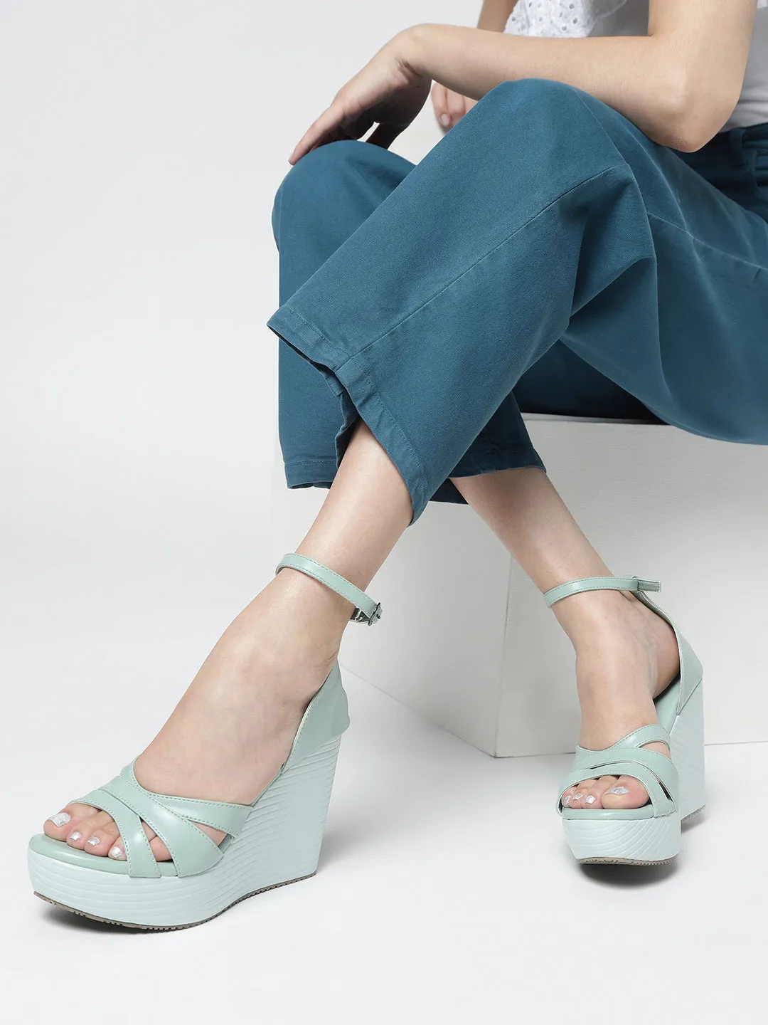 Buckle Straps Wedge Heels