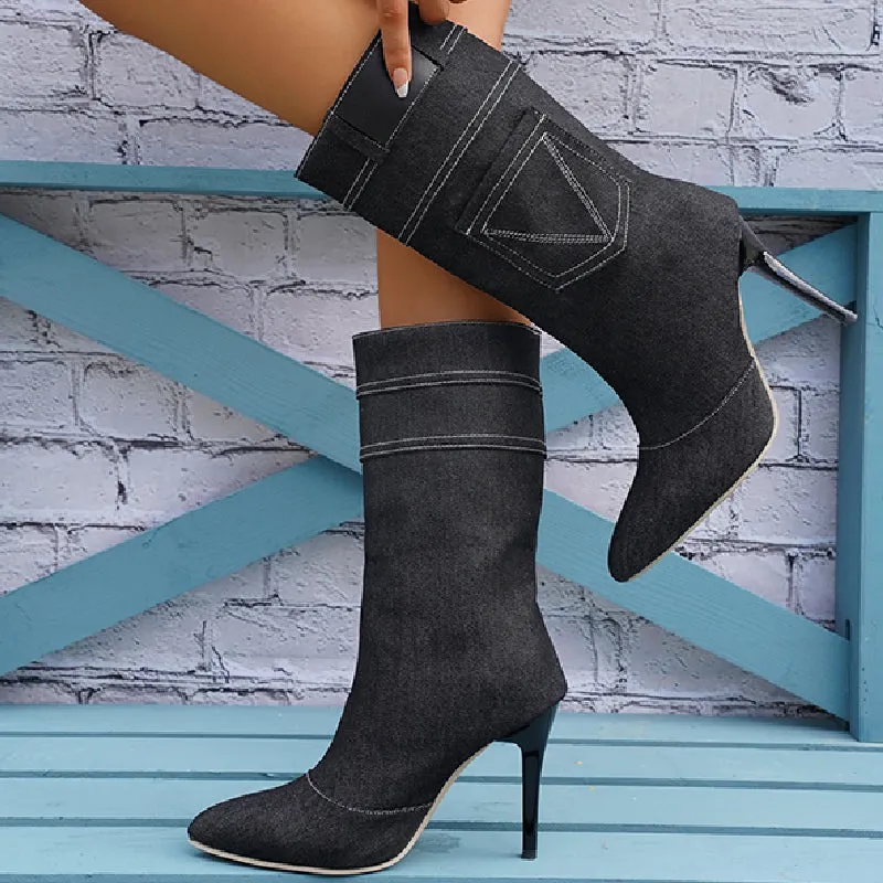 Casual Patchwork Pointed Out Door Shoes (Heel Height 3.54in)