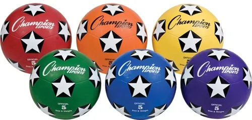 Champion Sports Colored Rubber Soccer Balls (Set of 6)