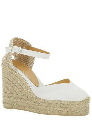 'Chiarita' Closed Toe Espadrilles In White And Beige Canvas Woman