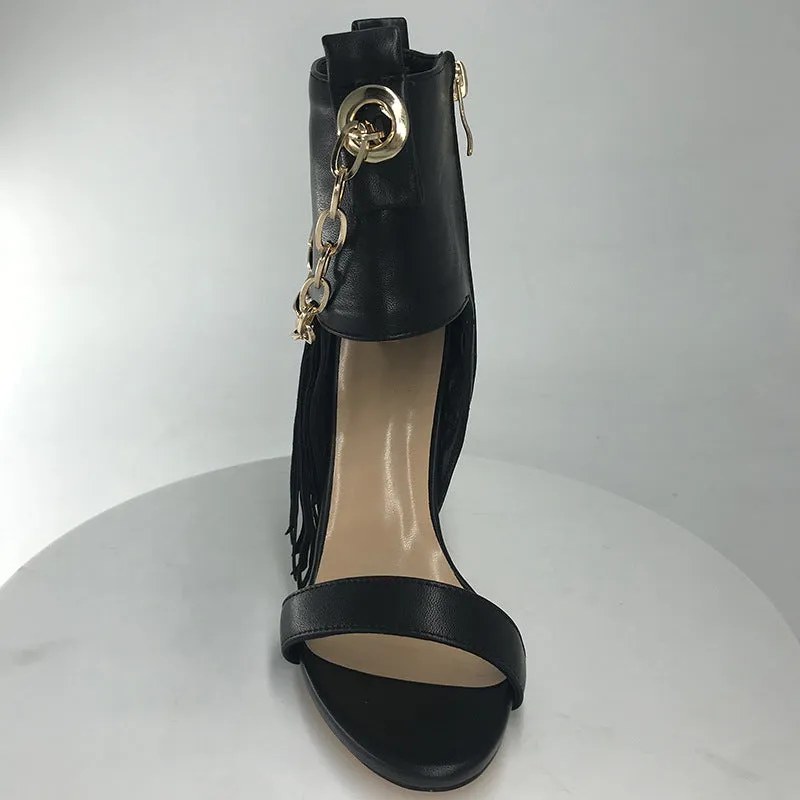 Chic Metallic Zipper Tassel Stiletto Boots