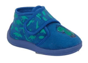 Chipmunks Roar Felt Dino Navy Green Boys Slippers