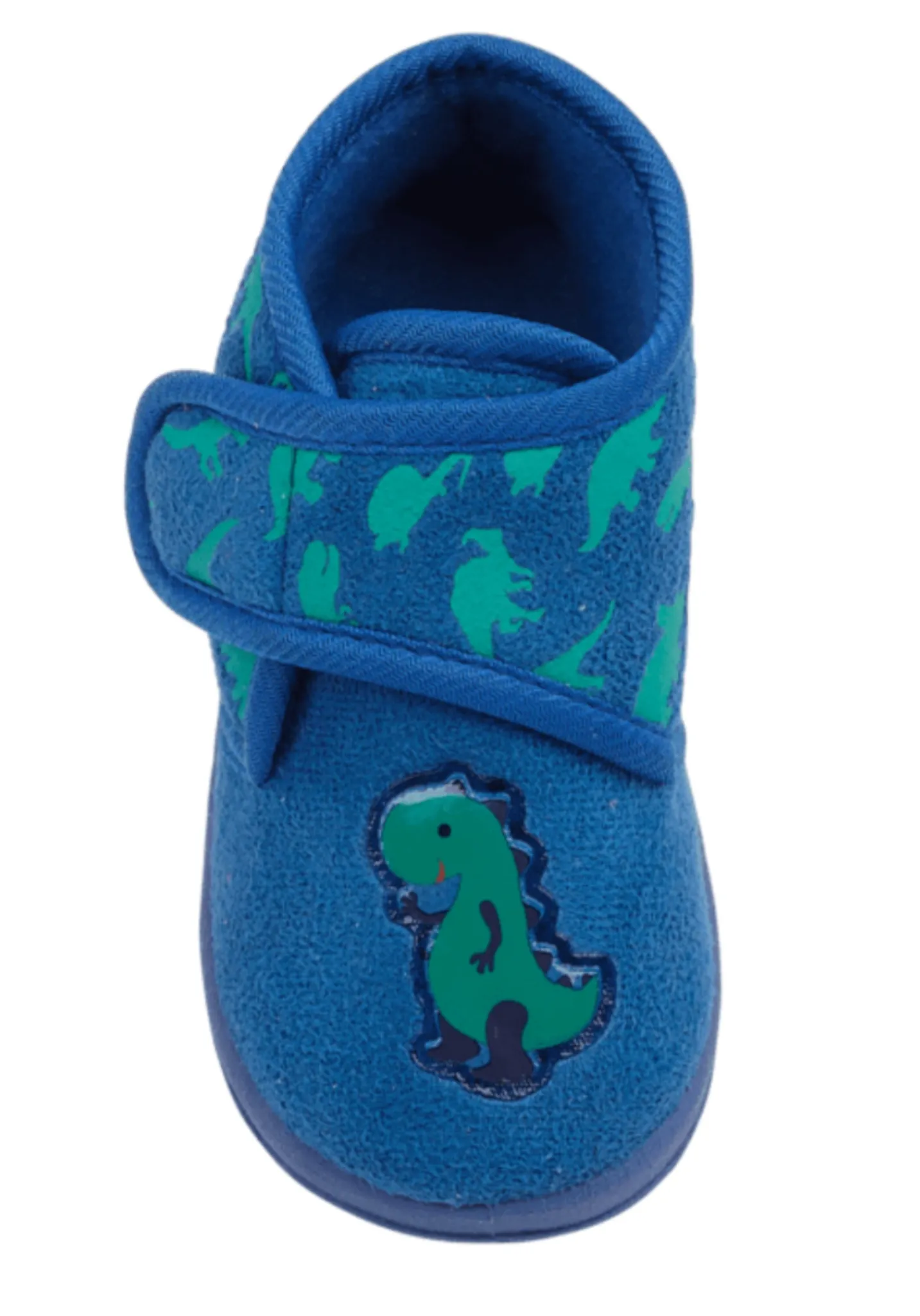 Chipmunks Roar Felt Dino Navy Green Boys Slippers